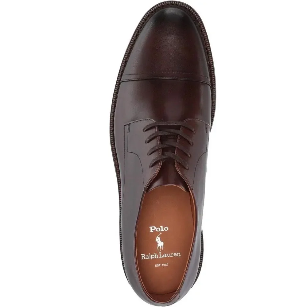 Polo Ralph Lauren Asher Captoe Oxfords Leather Shoes Polo Brown Mens Size 9 NEW